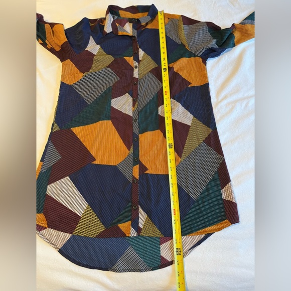 AX Paris Multicolor Geometric Shirt Tunic Dress Boho Abstract Print Patchwork - Picture 11 of 14